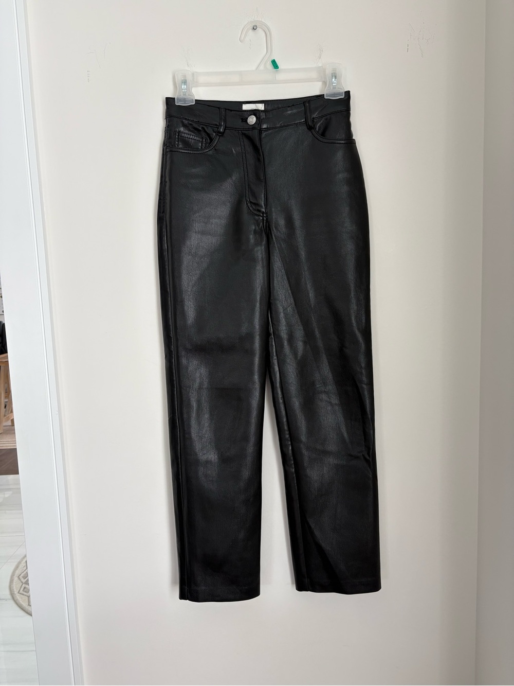 Wilfred Black Faux Leather Pants with Branded Button - Picture 2 of 5